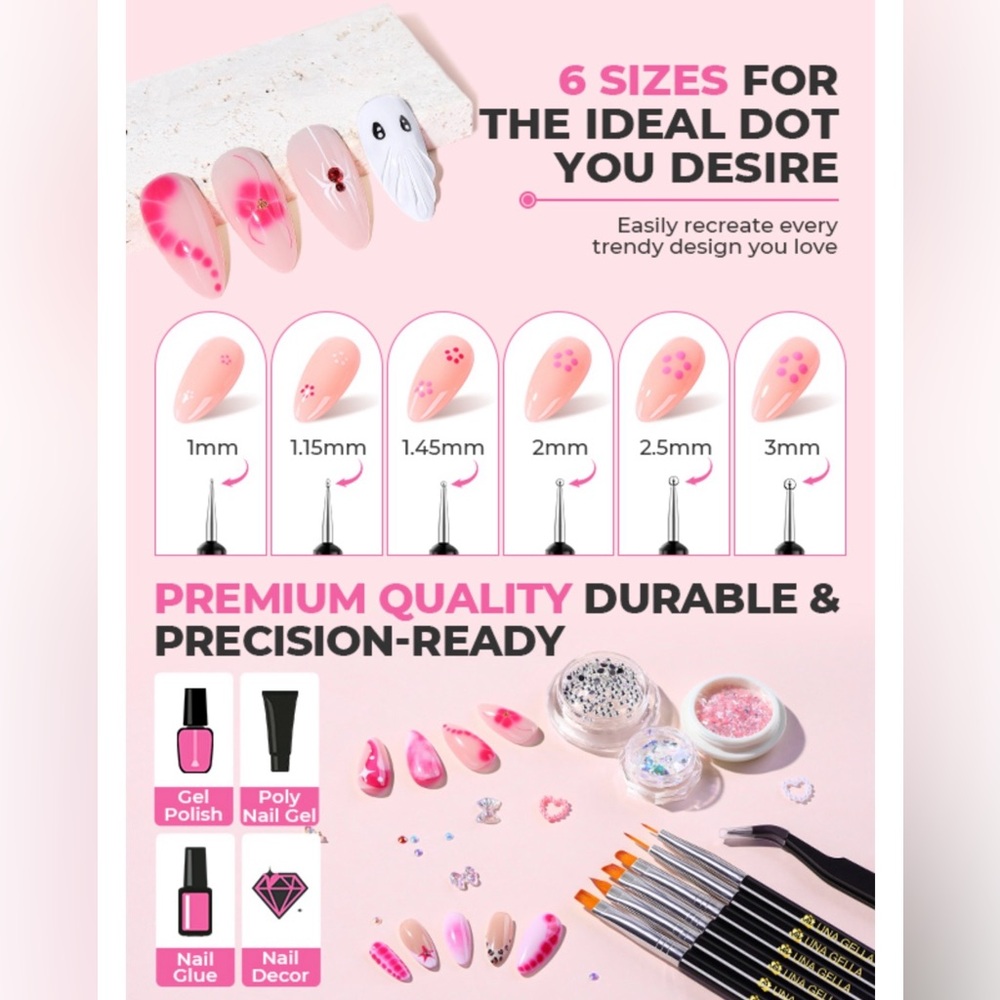 Brand New! UNA GELLA Nail Art Brush Set - Picture 9 of 12